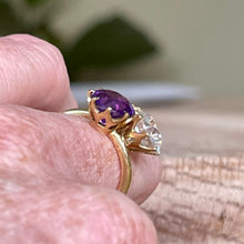 Load image into Gallery viewer, 14k Yellow Gold Amethyst and Moissanite Moi et Toi Ring