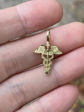 Load image into Gallery viewer, 14k Yellow Gold Caduceus Charm