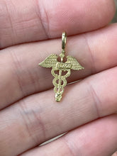 Load image into Gallery viewer, 14k Yellow Gold Caduceus Charm