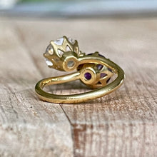 Load image into Gallery viewer, 14k Yellow Gold Amethyst and Moissanite Moi et Toi Ring