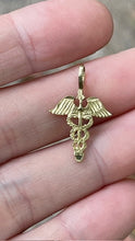 Load image into Gallery viewer, 14k Yellow Gold Caduceus Charm