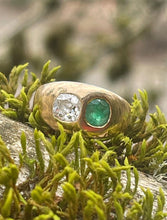Load image into Gallery viewer, 18k Yellow Gold Emerald and Diamond Ring