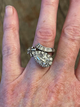 Load image into Gallery viewer, Vintage Platinum Pear Shape Diamond Statement Ring