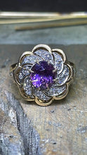 Load image into Gallery viewer, Vintage Platinum and 14K Rose Gold Pinkish Purple Spinel and Diamond Ring