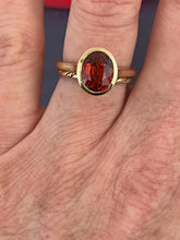 Load image into Gallery viewer, 14k Yellow Gold 3.39 Carat Spessertite Garnet Bezel Solitaire Ring