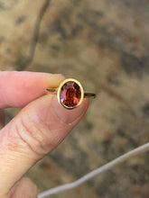Load image into Gallery viewer, 14k Yellow Gold 3.39 Carat Spessertite Garnet Bezel Solitaire Ring