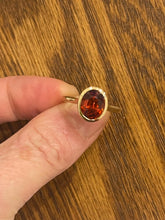 Load image into Gallery viewer, 14k Yellow Gold 3.39 Carat Spessertite Garnet Bezel Solitaire Ring