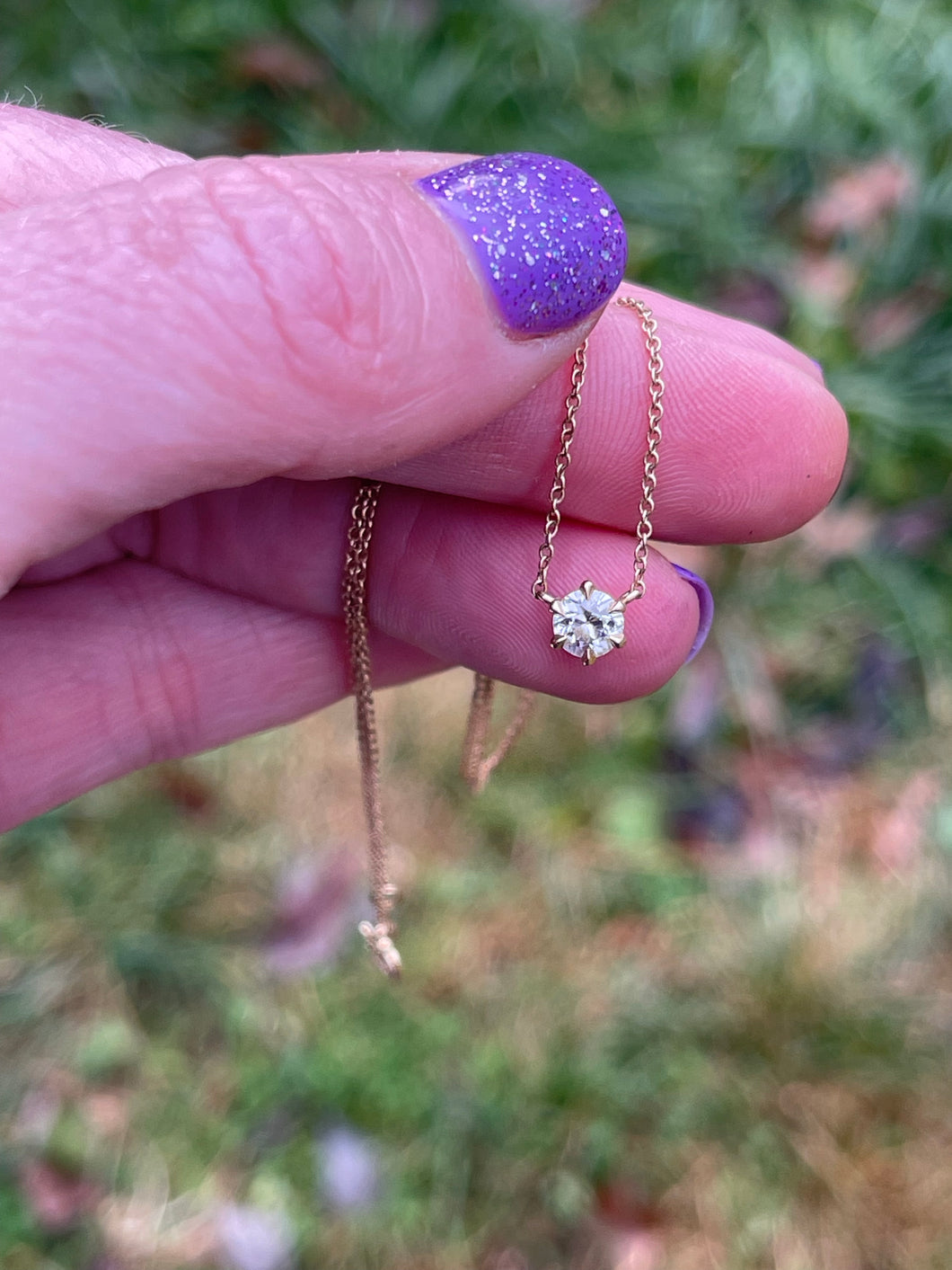 .42 Old Mine Cut Diamond Solitaire Necklace
