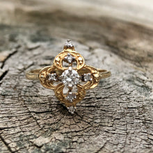 Load image into Gallery viewer, 14k Gold and Diamond Ornate Ring