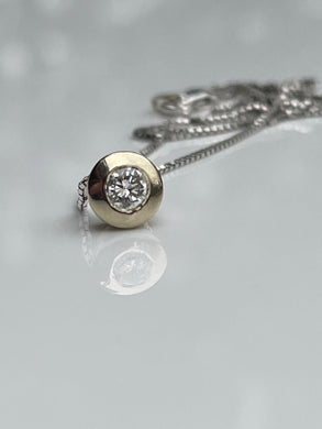 14k White Gold .30 Carat Diamond Bezel Necklace