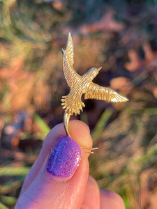 18k Yellow Flying Swallowtail Bird Pendant